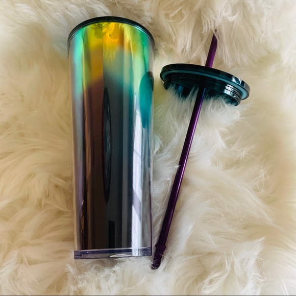 Starbucks Oil Slick Rainbow Cup Iridescent Tumbler Cold Cup Venti 24oz New 2021 - Picture 9 of 16
